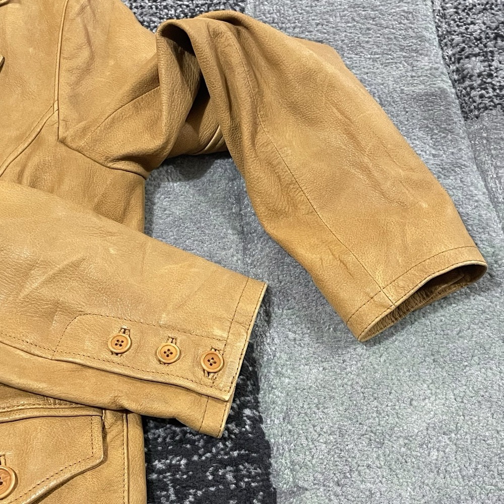 The Territory Ahead LEATHER Jacket Women Small Brown Button Up Coat Western BOHO - Picture 10 of 15